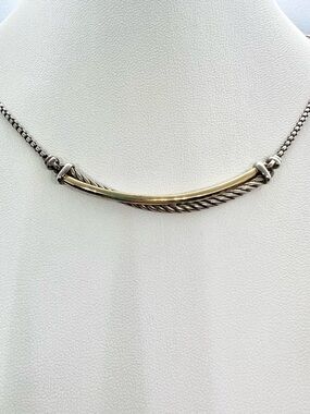 David Yurman Crossover Bar Necklace With Gold